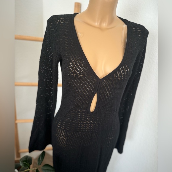 NWT Women's Long Sleeve Open-Work Stitch Midi Dress Future Collective - Picture 9 of 10